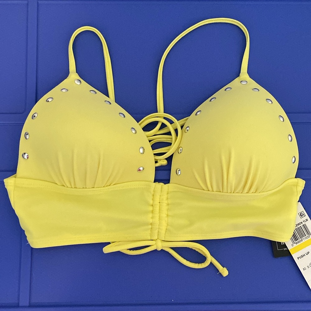 NWT Yellow Push-up Bikini Too Medium Studded Macy’s